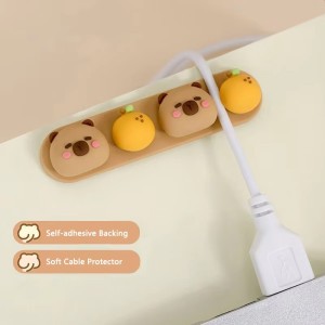 Cute Capybara Desktop Cable Organizer Plastic Phone Charging & Data Cable Management Tool with Fasteners & Clips