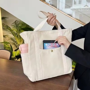 Eco-Friendly Canvas Cotton Tote Bag Customized Logo Handle Beach Shopping Bag