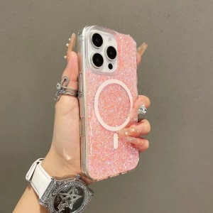 Luxury Bling Glitter Colorful Phone Case for iPhone 16 15 14 13 Pro Max Drop Glue Magnetic case for iPhone 17 Air